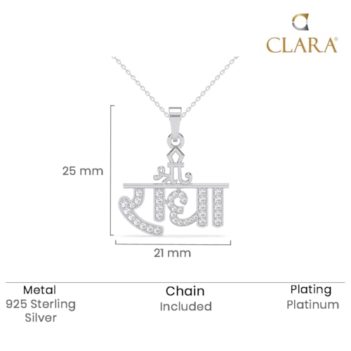 Image of Clara 925 Sterling Silver Religious Radha Pendant Chain Necklace | Platinum Plated, Swiss Zirconia |Gift for Women and Girls