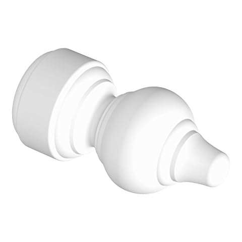 Flairdeco Endstücke für 28 mm Ø Gardinenstange, Rillenform, Plastik, Weiß, 2 Stück Cover