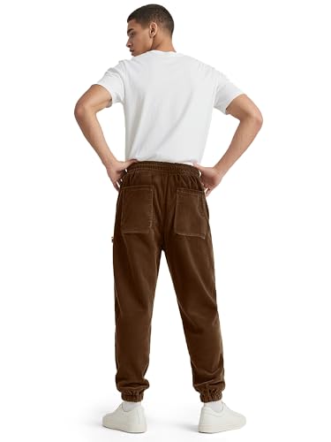 Comdecevis Mens Corduroy Pants Stretch Joggers Tapered Elastic Waist Drawstring Cargo Casual Baggy Sweatpants with Pockets2