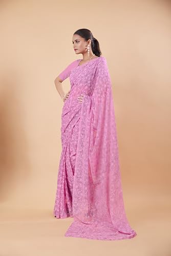 Image of Garden Vareli Summer Roganza Viscose Brasso Floral Print Christmas Special Saree