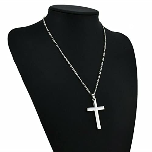 Cross Necklace for Men Silver Premium Alloy Solid Color Cross Pendant Necklace for Men Women Teens3