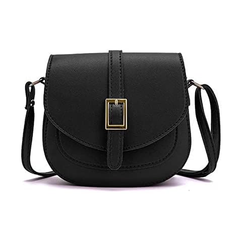 FANDARE Womens Crossbody Bag Ladies Shoulder Saddle Bag Small Satchel Bag Waterproof PU Leather Messenger Bag for Travel Evening Party Wedding Black Cover