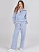 ANRABESS Women 2 Piece Outfits 2025 Fall Fashion Airport Wide Leg Pants Lounge Set Leisure Travel Vacation Clothes Sweatsuits Sky Blue X-Small