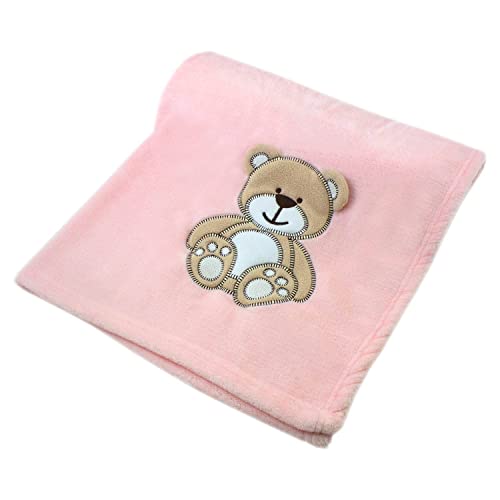 cozy racoon Manta para bebé, suave manta para bebé, niños y niñas, regalo para bautizo, nacimiento o como equipamiento inicial, manta rosa con oso Cover