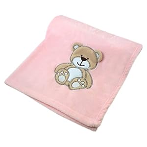 cozy racoon Babydecke | Weiche Kuscheldecke für Baby Jungen und Mädchen I Geschenk zur Taufe, Geburt oder als Erstausstattung I Rosa Decke mit Bär