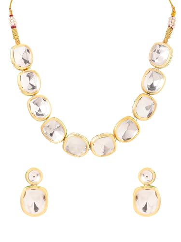 Yellow Chimes Traditional Kundan Choker Necklace Set for Women