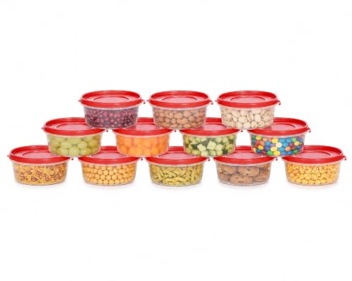 Image of Cutting EDGE Nesterware 500ml Stackable Food Container(Set of 12,Light Red) | BPA-free plastic, stackable design, leak-proof, kitchen storage, pantry, fridge, meal prep, reusable, travel use