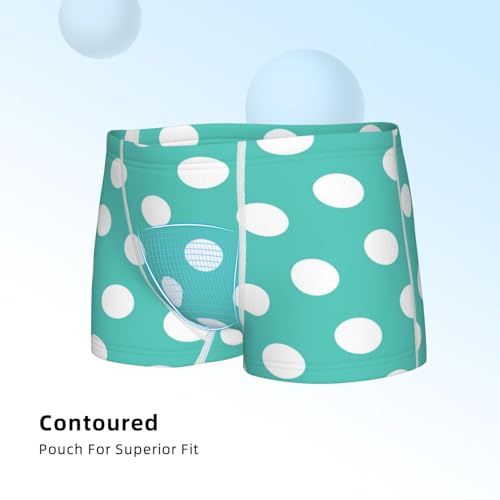 Boys' Cotton Boxer Brief Soft Underwear-Teal Turquoise And White Polka Dot4