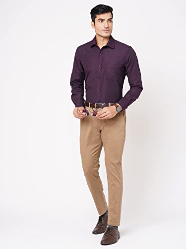 Image of MARKRICH Men's Slim Fit Solid Semi Shirt with Spread Collar & Full Sleeves for Formal & Casual Wear