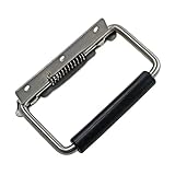 Stainless Steel Spring Handle with Rubber Sleeve Toolbox Cabinet Folding Handle 1Pcs