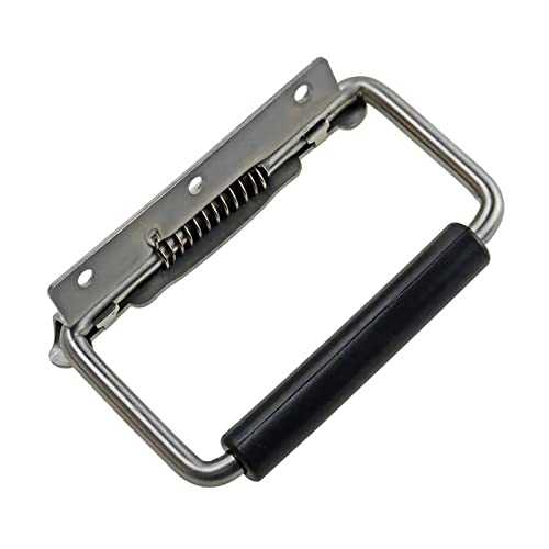 Stainless Steel Spring Handle with Rubber Sleeve Toolbox Cabinet Folding Handle 1Pcs
