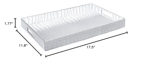 Home Redefined HT002 18 Inchx12 Inch Rectangle Alligator Faux Leather Decorative Serving Tray thumb #6