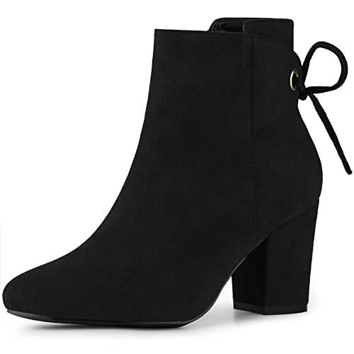 Perphy Round Toe Lace Up Chunky High Heels Ankle Boots for Women
