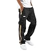 Fxbar Sweatpants for Men Gym Pants Wide Leg Mens Jogger Sweatpant Casual Solid Workout Track Drawstring Fleece Lined Baggy Athletic Clothing Black Men's Joggers Womens