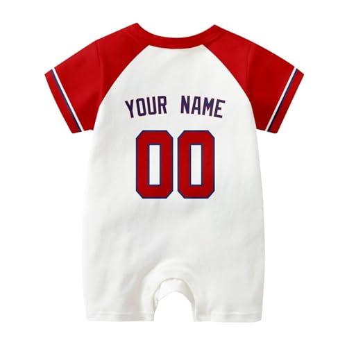Image of KREDE Baby Clothes Unisex Bodysuit White Custom Name Number for Baby Boys