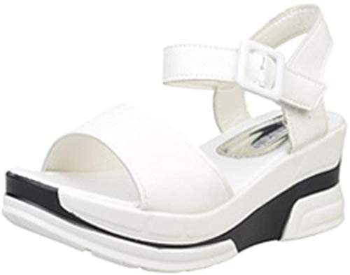 ZARLLE Sandalias Boca De Pescado CuñA Mujer Plataforma De Verano Zapatos Bajos Zapatillas Verano De Mujer Sandalias Zapatos Peep Toe Zapatos Bajos De Sandalias Romanas SeñOras Flip Flops (36, Blanco)
