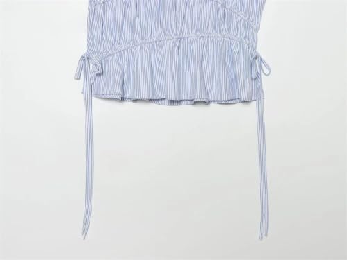Chaleco de verano casual para mujer elástico sin mangas a rayas 7