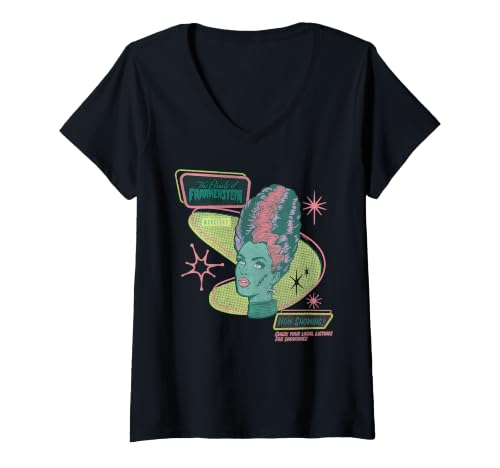 Image of Women's Universal Monsters Bride Now Showing Portrait V-Neck T-Shirt