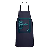 Spreadshirt Personalisierbare Kochschürze Selbst Gestalten mit Foto und Text Wunschmotiv Kochschürze, Navy
