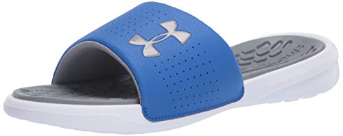 Under Armour Men's Playmaker Fixed Strap Slide Sandal, White (103)/Mod Gray, 11