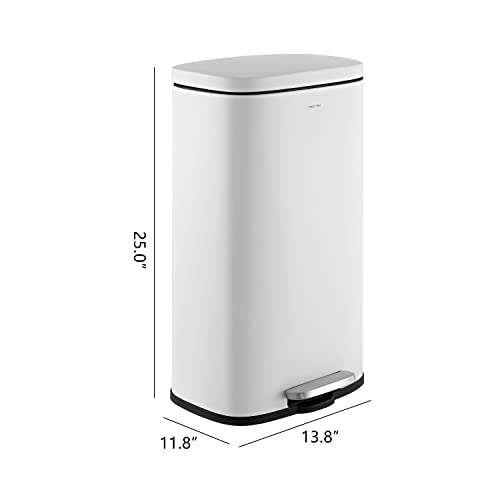 Image of happimess Curtis 8 Gal Step Trash Can Soft Close 25 inch, Cotton White