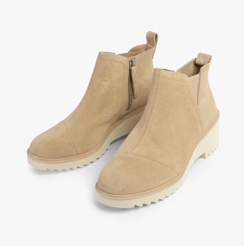 Image of TOMS Women's Maude Wedge Boot, Leather Upper, OrthoLite Insole, Side Zip, Lightweight