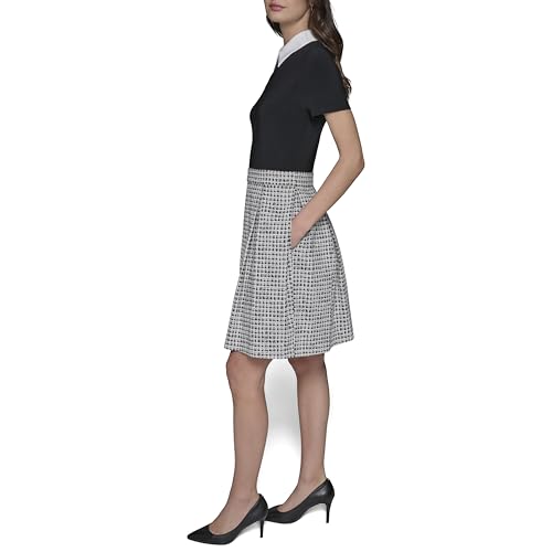 KARL LAGERFELD Women's Contrast Collared Two Tone T Shirt Dress3