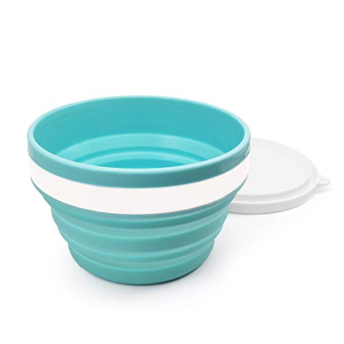 CARTINTS Collapsible Bowls-Silicone Food Storage Containers-PrepStorage Bowls with Lids-Silicone Lunch Containers Ideal for Travel and Camping 32oz950ml Blue