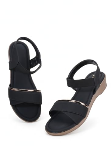 Image of SKOLL Wedges Heels Sandals For Women, Comfortable Heel, Ankle Straps