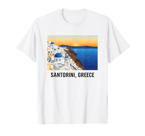 Santorin Grèce Coucher de Soleil Paysage côtier T-Shirt