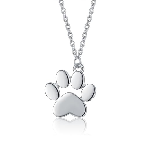 XHYRHTS Collar Minimalista con Forma de Pata de Perro para Mujeres y niñas, de Plata de Ley 925, hipoalergénico, Pulido, con Colgante de Pata pequeña, Personalizado, para Cachorros, Gatos, Mascotas,