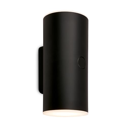 BRILONER - Lampada da parete a LED con batteria e touch, dimmerabile su più livelli, timer da 15 minuti, applique da esterno, proiettore LED esterno, lampada esterna, 15,5x7x8 cm (HxLxP), nero