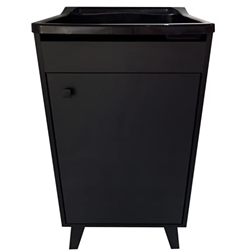 Gabinete Para Lavanderia Black Retro 46cm + Tanque 22Litros