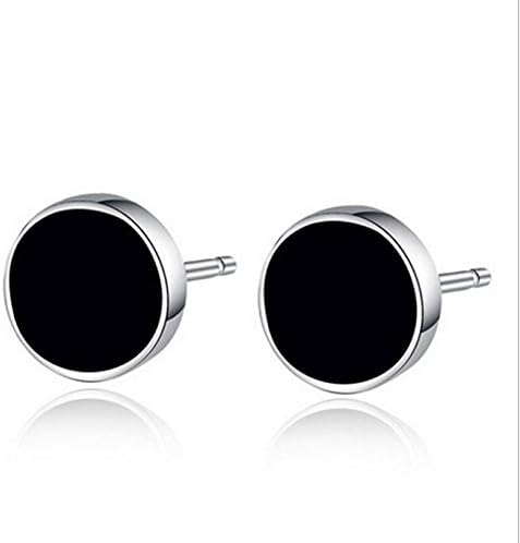 Korean Fashion Jewelry Womens Mens 925 Sterling Silver Black Stud Earrings