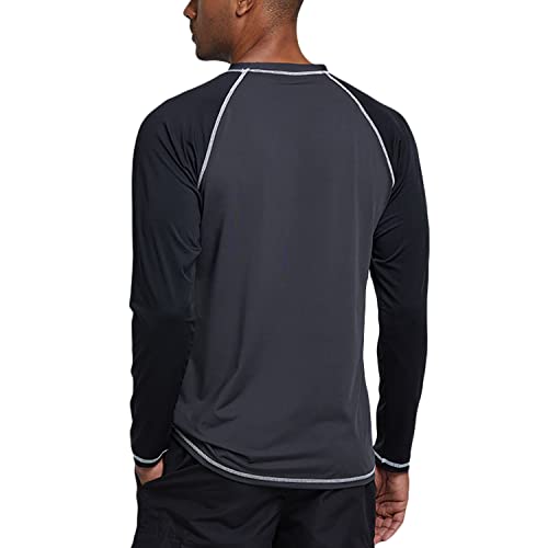 Image of Satankud Men's Swim Shirts Rashguard Sun Shirt UPF 50+ UV Sun Protection Outdoor Long Sleeve T-Shirt Swimwear