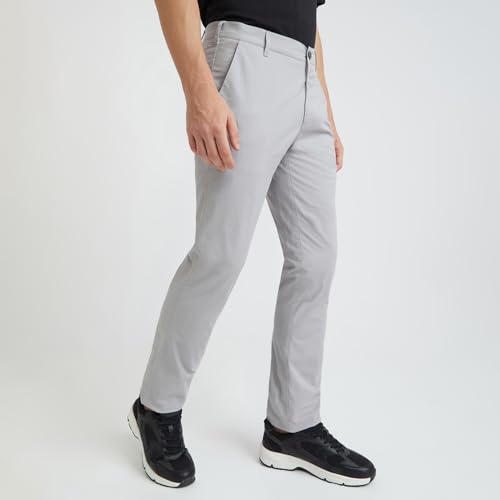 Image of Colorplus Men's Cotton Blend Solid Piece Dyed Pattern Contemporary Fit Flat Front Casual Trouser
