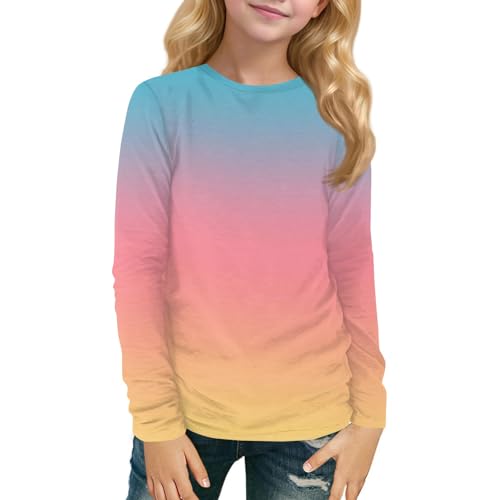 Clothes for Girls Long Sleeve Fall Girls Tshirts Stylish Crewneck Teen Shirts Graphic Casual Solid Clothes 3-14 Years