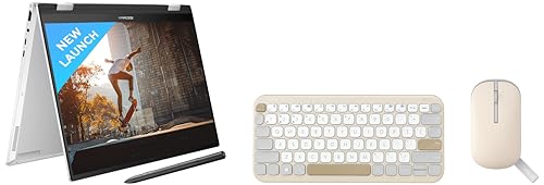 Image of ASUS Zenbook 14 Flip OLED (2023), Intel Core EVO i7-1360P 13th Gen, 14 inch (35.56 cm) 2.8K 90Hz OLED, (16GB RAM & 1TB SSD), UP3404VA-KN753WS + MD100 Mouse (Biege) + KW100 Keyboard (Oat Milk)