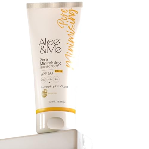 Image of Aloe&Me Pore Minimising Sunscreen Gel with Yellow Aloe Propolis, No White Cast, Broad Spectrum PA +++, Fades Tan Enchances Glow, 50g