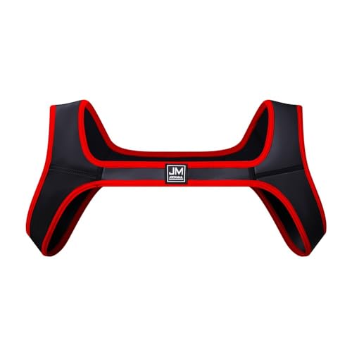 JOCKMAIL Mens Harness Belt Elastic Shoulder Strap Mens Neoprene Harness Mens Crop Top Chest Muscle Harness (US Alpha Large X-Large Regular Regular Red)
