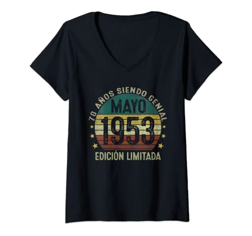 Mujer Nacido En Mayo 1953 Vintage 70 Años Regalo Hombre Mujer Camiseta Cuello V