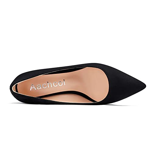 Aachcol Women Pointed Toe Pumps Chunky Block Mid Heel Slip-on Dress Shoes Office Classic 2 Inch4