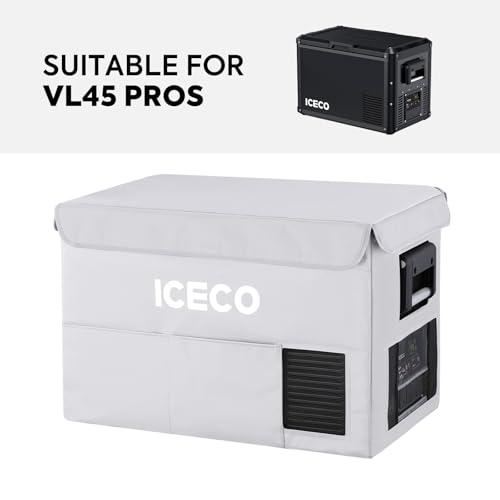 Image of ICECO Insulated Protective Cover for VL45 Pro Single Zone Portable Refrigerator Freezer (VL45 ProS BAG), Grey, 5 organizer pockets