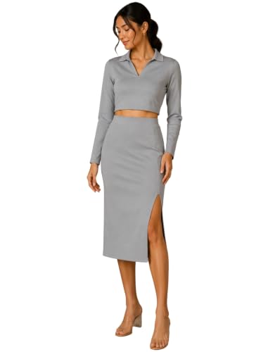 Image of FYLTR Women's Stretchable Mid Rise Midi Skirt|Side Slit|Slim Fit Casul wear