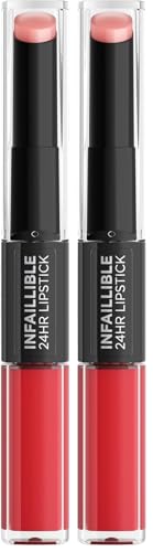 Miniatura 7 de L'Oreal Paris Pintalabios Permanente de Larga Duración Infalible 24H Lipstick, Color Rojo Tono 506 Infalible (Paquete de 2)