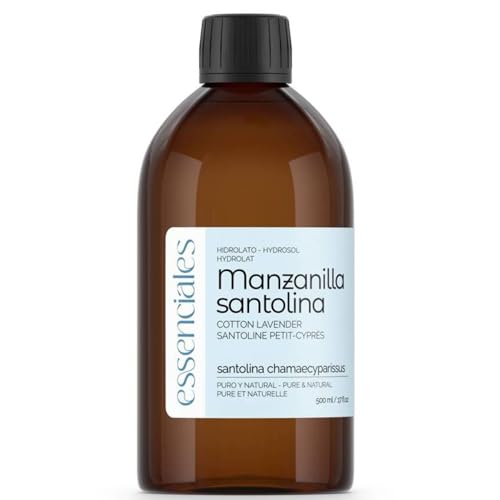 Essenciales - Hidrolato de Manzanilla Santolina de Mahón, 100% Puro y Natural, 500 ml | Hidrolato Santolina Chamaecyparissus