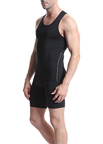 Audoc Compression Shirt Men 3 Pack Black Cool Dry Football Tank Top Athletic Compression Sleeveless T Shirts3