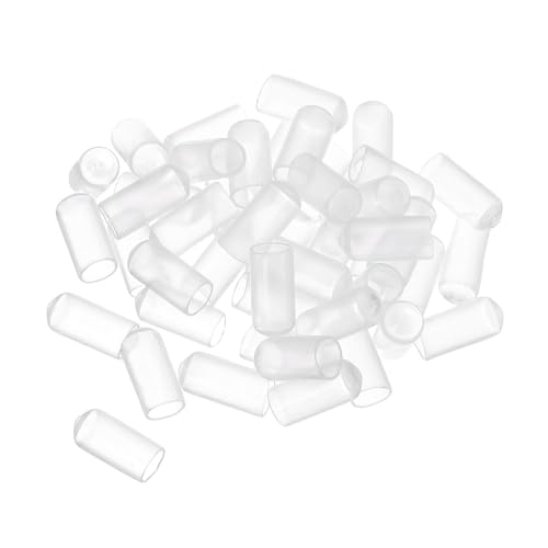 uxcell 50pcs Rubber End Caps 7mm ID Vinyl PVC Round Tube Bolt Cap Cover Screw Thread Protectors Clear, 0.28 inch