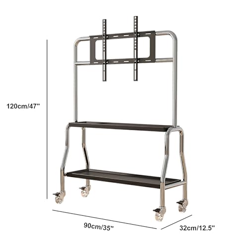 TV móvil para Pantallas de 40 a 75 Pulgadas de hasta 110 Libras, Soporte de TV rodante con Ruedas, Ideal para Dormitorio, Sala de Estar, Exteriores, Espacios pequeños (Negro)