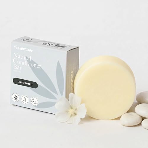 Seek Bamboo Unscented Conditioner Bar, 3.2 oz, Solid, Fragrance-Free, Vegan, For Sensitive Scalp, Color-Treated Hair, Moisturizing, Detangling, All Ages, Daily Use, 75-90 Washes image 3